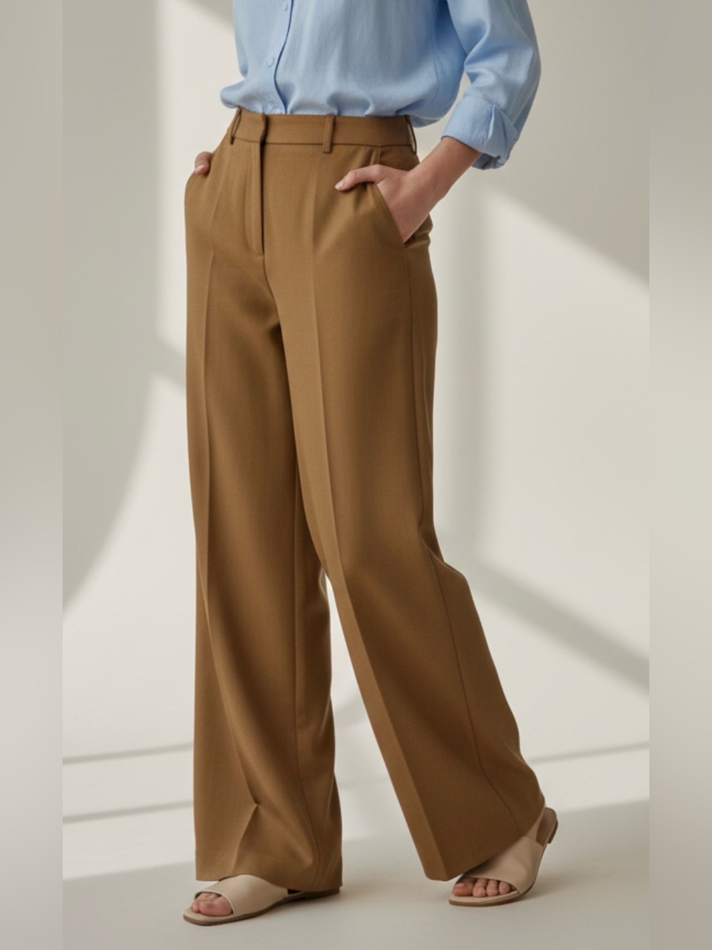 NWT Boden Wide Leg Trousers Pants Sz 2R Camel Khaki Academia Corporate Girlie